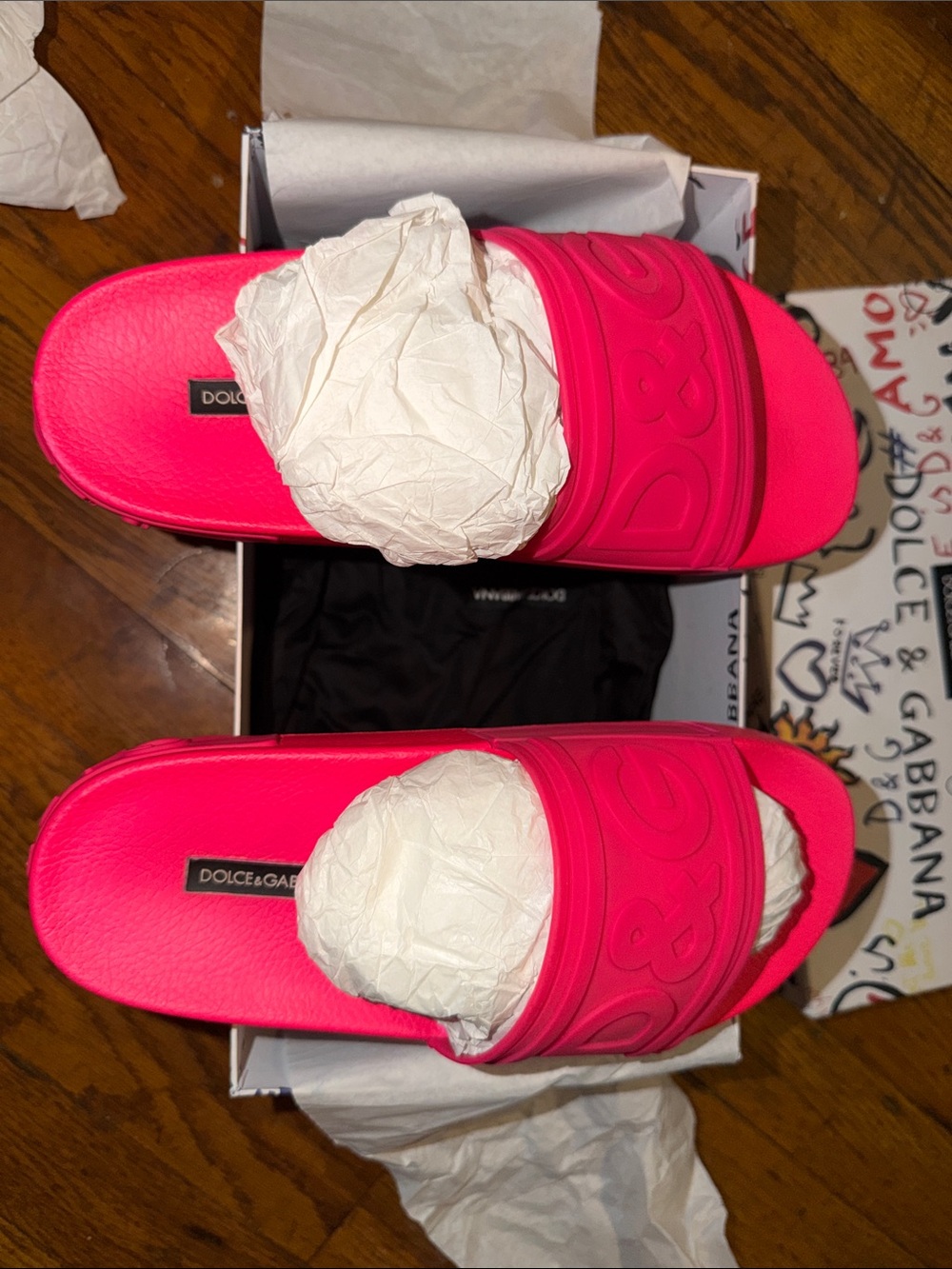 Dolce & Gabbana PINK POOL SLIDES.